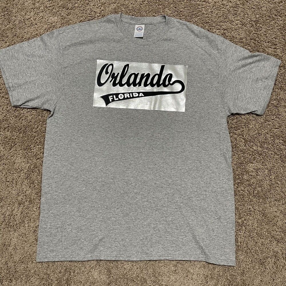 Orlando Florida Shirt Mens‎ XL Grey Baseball Glossy Silver Logo Delta Pro Weight